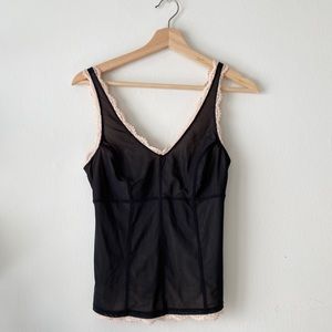 Y2k mesh and lace faux corset tank